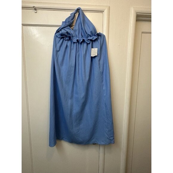 Charles Henry Linen Blue Halter Dress Large L Maxi Backless - Picture 8 of 10